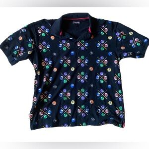 KOMAN JEANS MEN’s Billard Pool Black Multicolor Polo Shirt Size 2XL